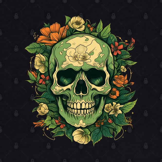 Floral Skull Tattoo by Goku Creations